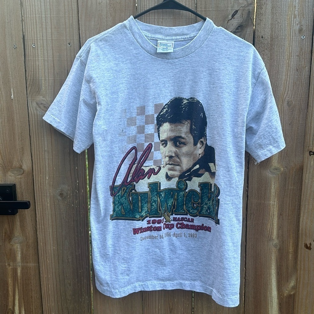 Vintage Alan Kulwicki Medium Gray T-shirt NASCAR Winston Cup Champion 1992